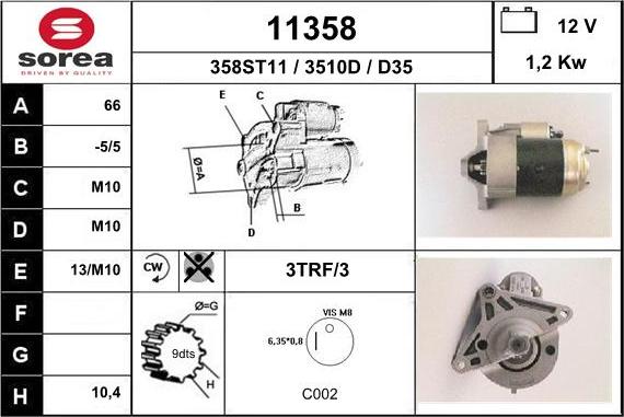 EAI 11358 - Starteris www.autospares.lv