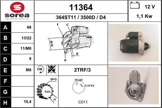 EAI 11364 - Стартер www.autospares.lv