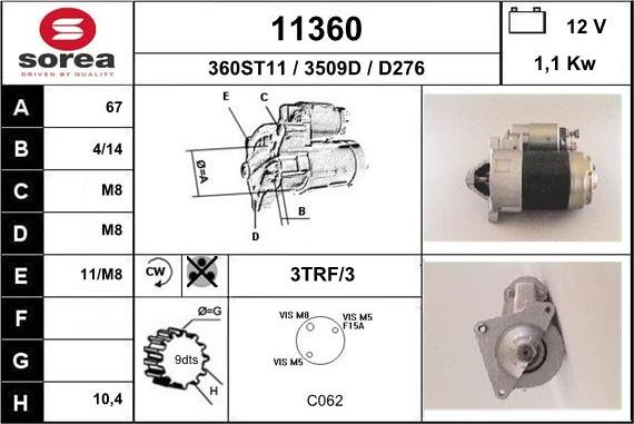 EAI 11360 - Starter www.autospares.lv