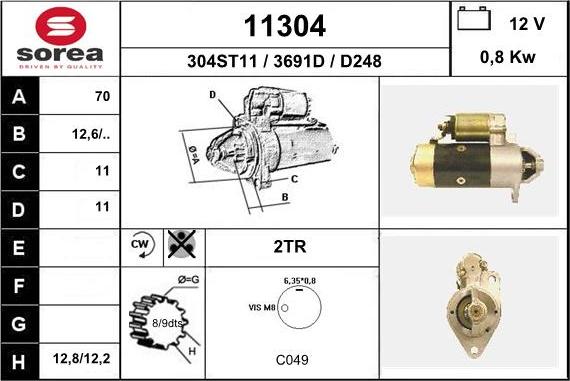 EAI 11304 - Starteris www.autospares.lv