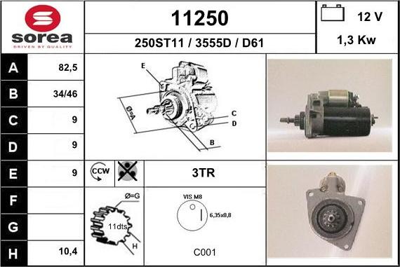 EAI 11250 - Стартер www.autospares.lv