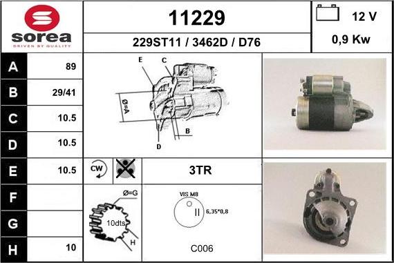 EAI 11229 - Стартер www.autospares.lv