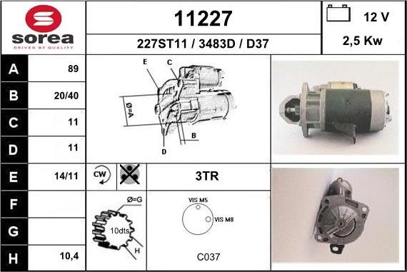 EAI 11227 - Starteris www.autospares.lv