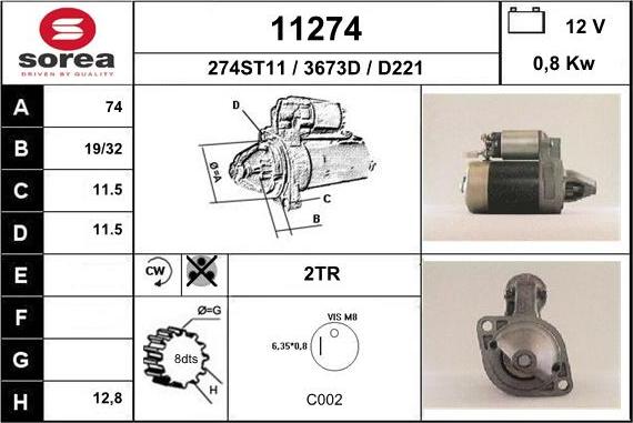 EAI 11274 - Starteris www.autospares.lv