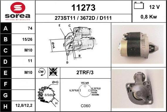 EAI 11273 - Стартер www.autospares.lv