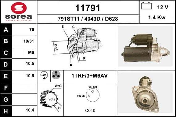 EAI 11791 - Стартер www.autospares.lv