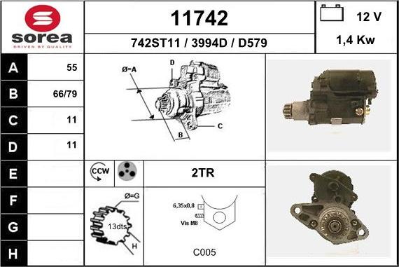 EAI 11742 - Стартер www.autospares.lv