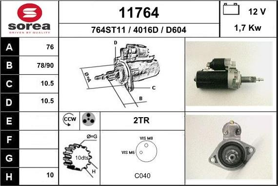 EAI 11764 - Starteris www.autospares.lv