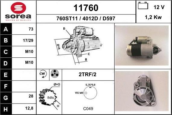 EAI 11760 - Стартер www.autospares.lv