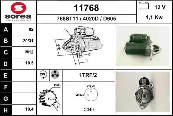 EAI 11768 - Starteris www.autospares.lv