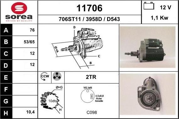 EAI 11706 - Стартер www.autospares.lv