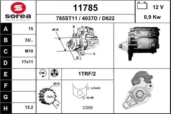 EAI 11785 - Starteris www.autospares.lv