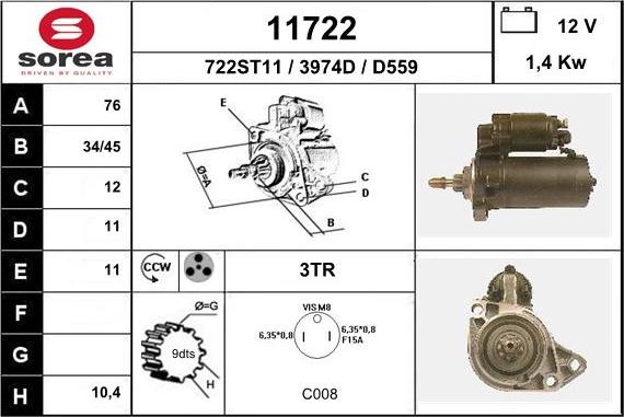 EAI 11722 - Стартер www.autospares.lv