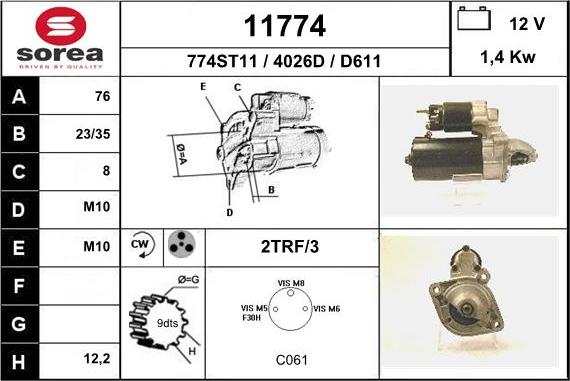 EAI 11774 - Starteris www.autospares.lv