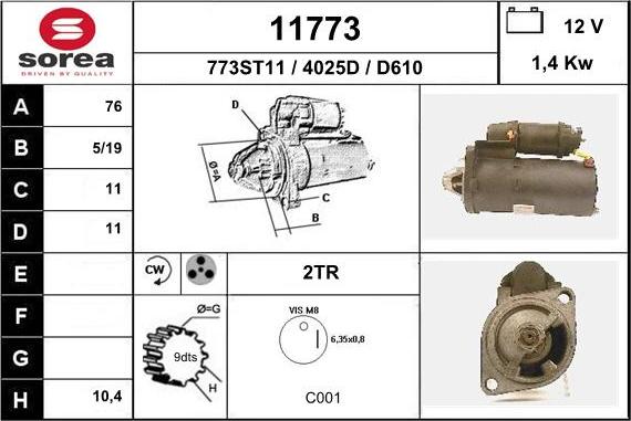 EAI 11773 - Стартер www.autospares.lv