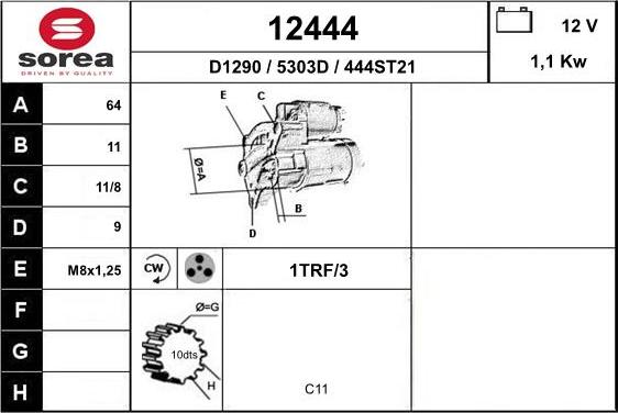 EAI 12444 - Starteris www.autospares.lv