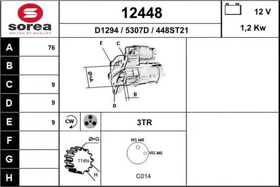 EAI 12448 - Стартер www.autospares.lv