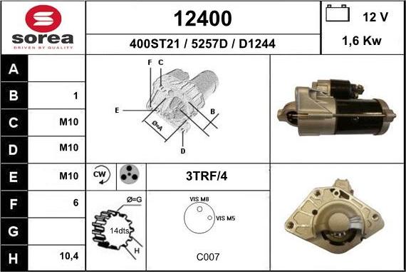 EAI 12400 - Starteris autospares.lv