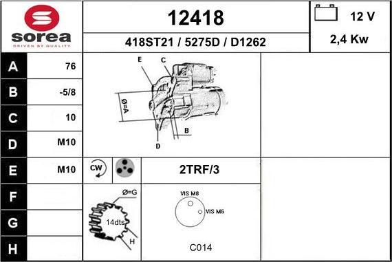 EAI 12418 - Starteris www.autospares.lv