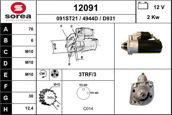 EAI 12091 - Starteris autospares.lv