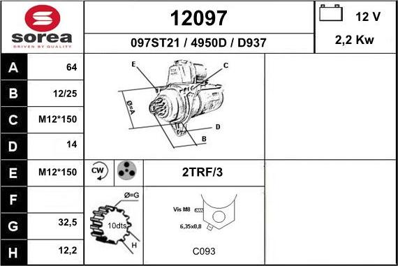 EAI 12097 - Starteris www.autospares.lv