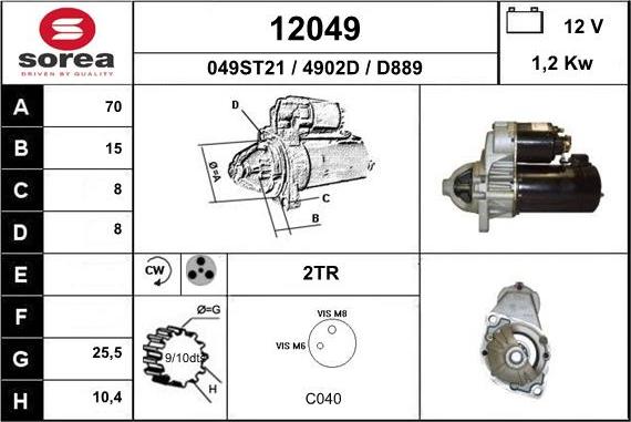 EAI 12049 - Стартер www.autospares.lv