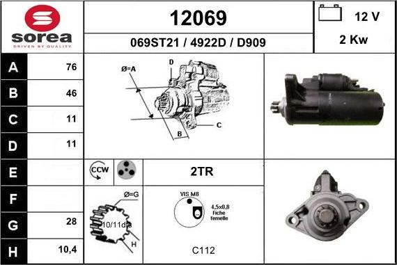 EAI 12069 - Starteris www.autospares.lv