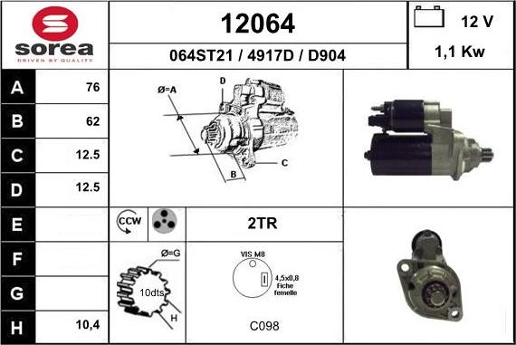 EAI 12064 - Стартер www.autospares.lv