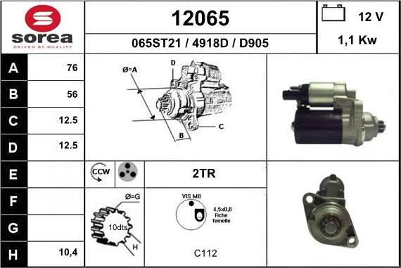 EAI 12065 - Starteris www.autospares.lv