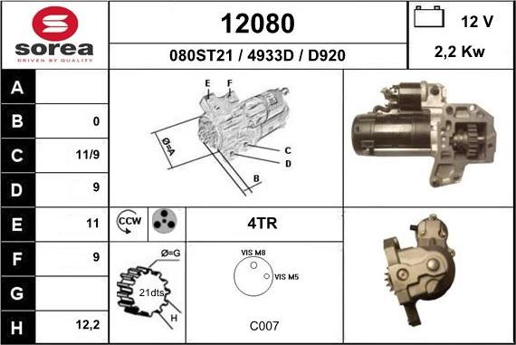 EAI 12080 - Starteris autospares.lv