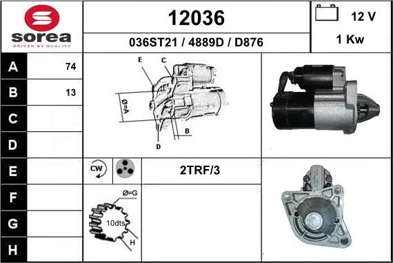 EAI 12036 - Стартер www.autospares.lv