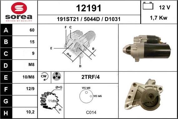 EAI 12191 - Starteris www.autospares.lv