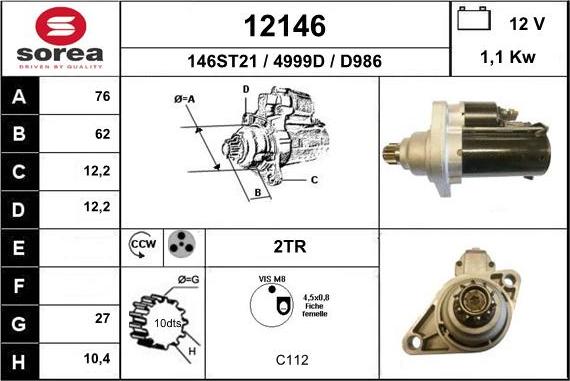 EAI 12146 - Стартер www.autospares.lv