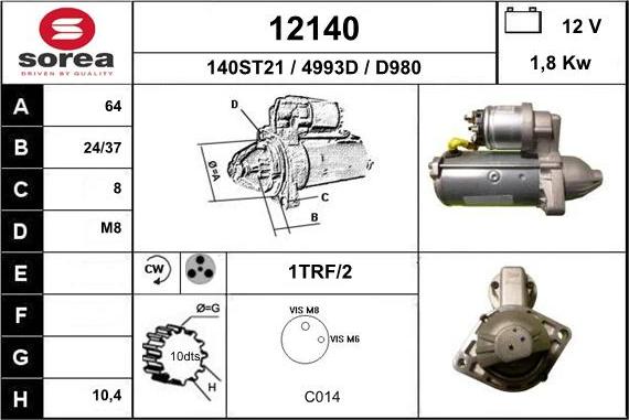 EAI 12140 - Starteris www.autospares.lv