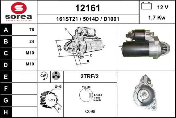 EAI 12161 - Starteris www.autospares.lv