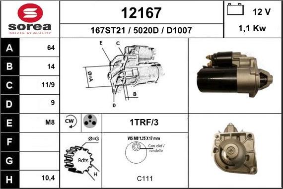 EAI 12167 - Starteris www.autospares.lv