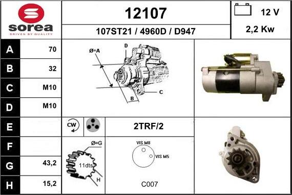 EAI 12107 - Стартер www.autospares.lv