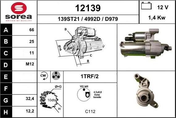 EAI 12139 - Starteris www.autospares.lv