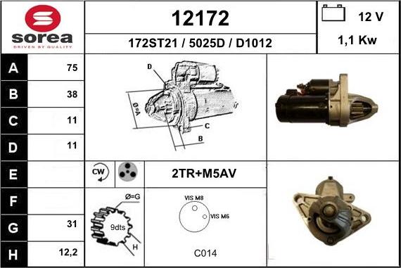 EAI 12172 - Starteris www.autospares.lv