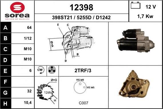 EAI 12398 - Starteris www.autospares.lv