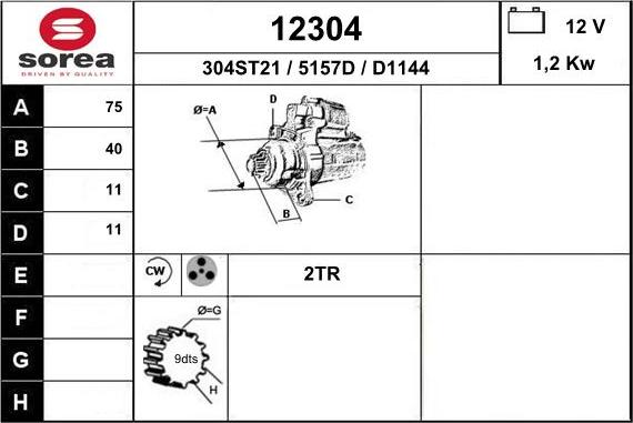 EAI 12304 - Starteris www.autospares.lv