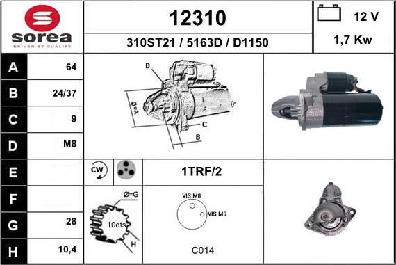 EAI 12310 - Starter www.autospares.lv