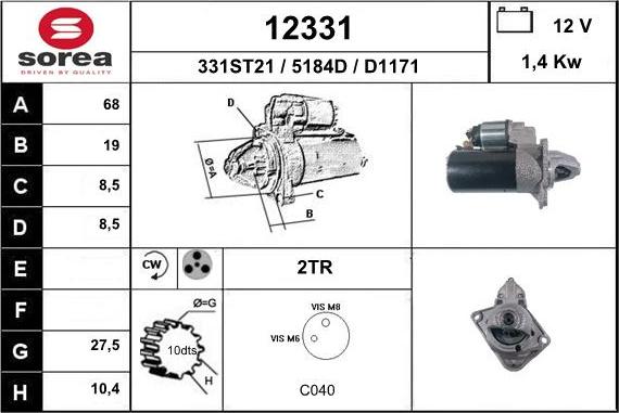 EAI 12331 - Starteris www.autospares.lv