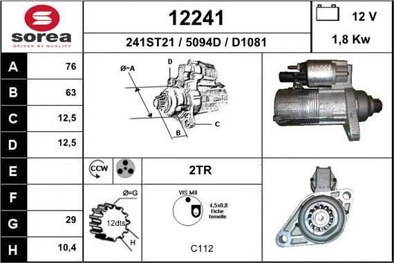 EAI 12241 - Стартер www.autospares.lv