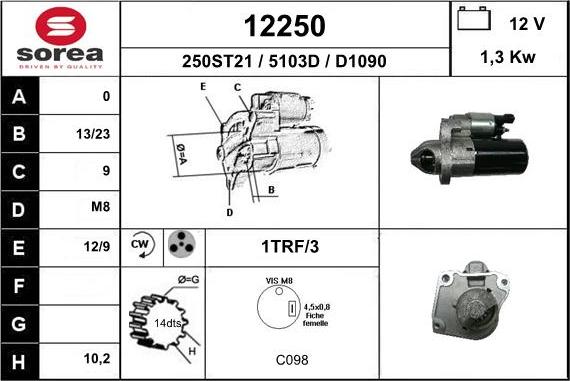 EAI 12250 - Стартер www.autospares.lv