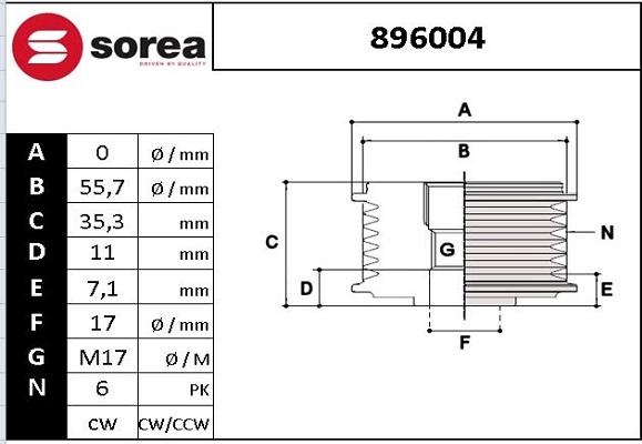 EAI 896004 - Piedziņas skriemelis, Ģenerators autospares.lv