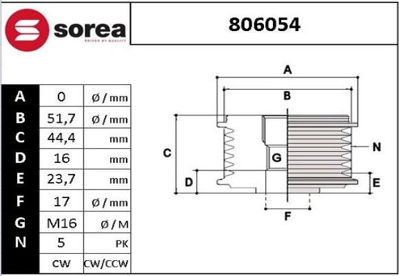 EAI 806054 - Шкив генератора, муфта www.autospares.lv