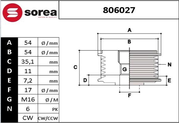 EAI 806027 - Pulley, alternator, freewheel clutch www.autospares.lv