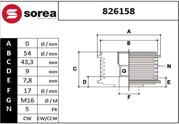 EAI 826158 - Pulley, alternator, freewheel clutch www.autospares.lv