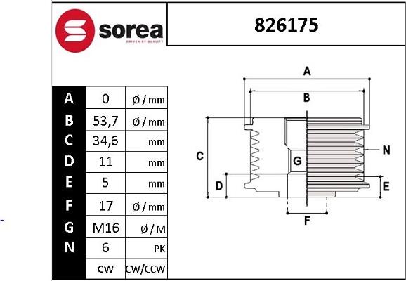 EAI 826175 - Piedziņas skriemelis, Ģenerators autospares.lv